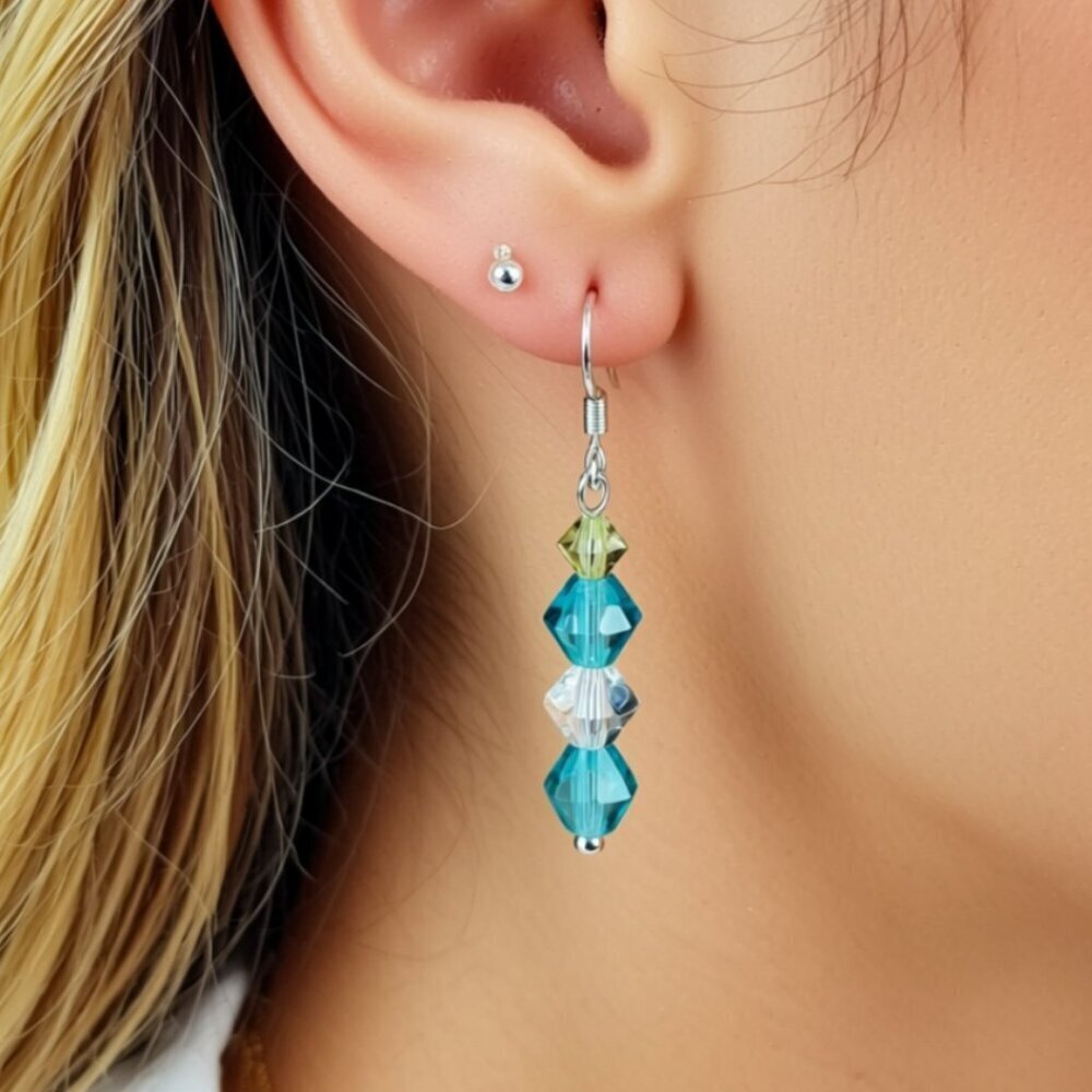 Swarovski Crystal Beaded Dangle Earrings NWT